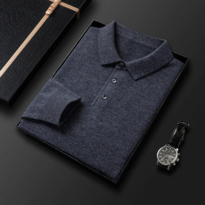 Pull en maille polo à manches longues pour homme - Image 3