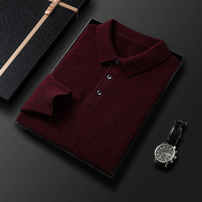 Pull en maille polo à manches longues pour homme - Image 9