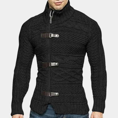 Pull zippé en maille torsadée pour homme - Image 2