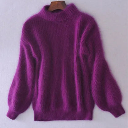 Pull doux et duveteux à manches longues pour femme - Image 4