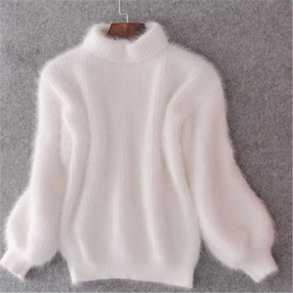Pull doux et duveteux à manches longues pour femme - Image 2
