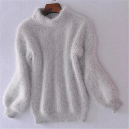 Pull doux et duveteux à manches longues pour femme - Image 3