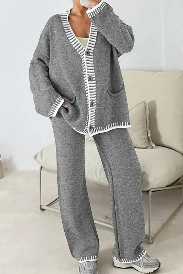 Ensemble de détente pour femme - Cardigan col en V - Image 2
