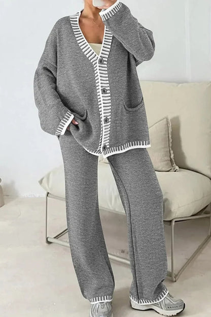 Ensemble de détente pour femme - Cardigan col en V - Image 2
