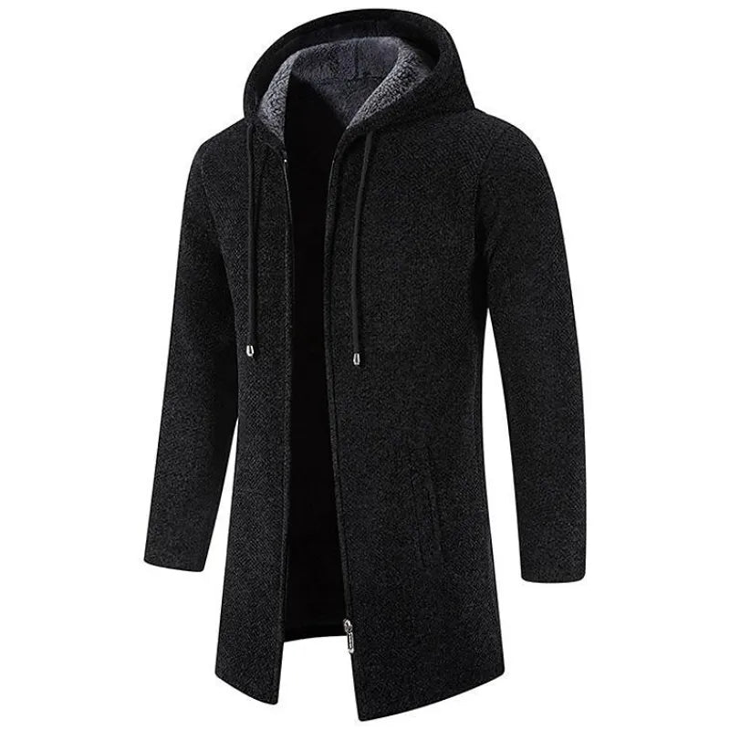 Manteau Long Zippé à Capuche pour Homme - Image 3