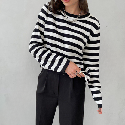 Pull rayé à col rond pour femme - Image 5