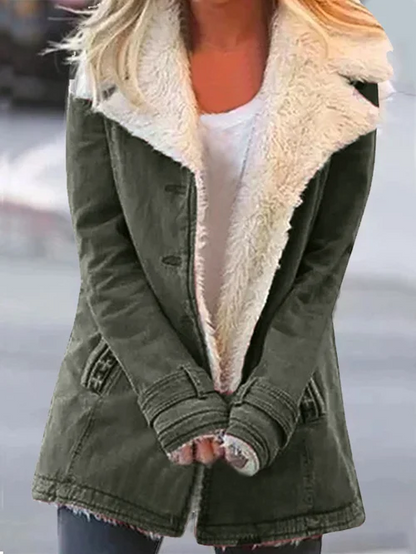 Veste Boutonnée Doublée Sherpa pour Femme - Image 1