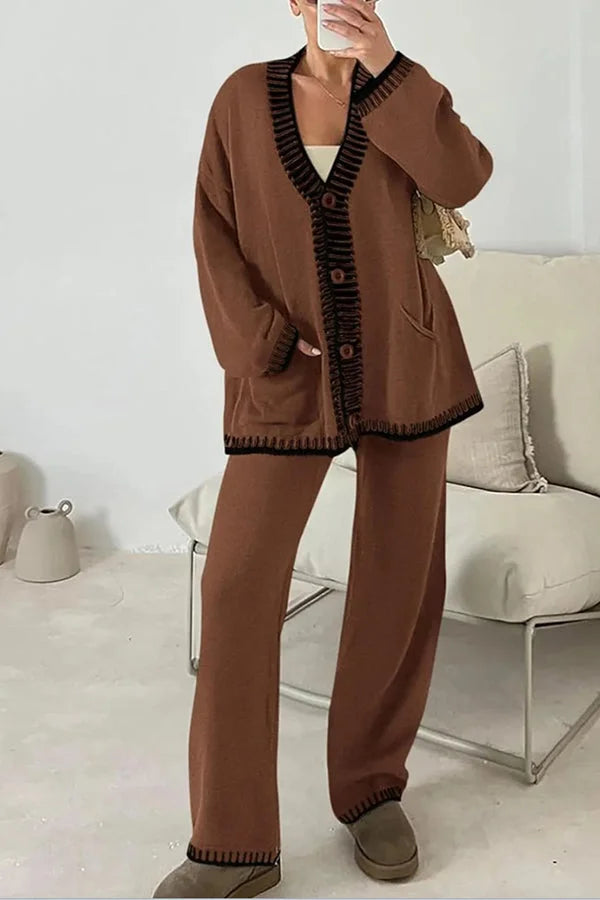 Ensemble de détente pour femme - Cardigan col en V - Image 1