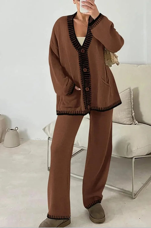 Ensemble de détente pour femme - Cardigan col en V - Image 1