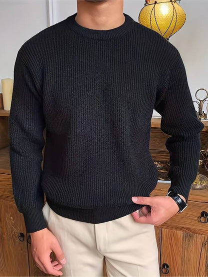 Pull Homme Col Rond Côtelé - Image 4
