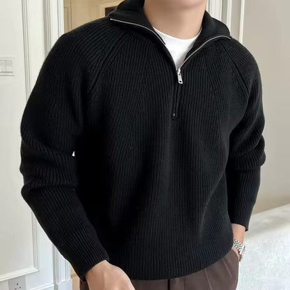 Pull Homme Maille Côtelée à Fermeture Éclair 1/4 - Image 4