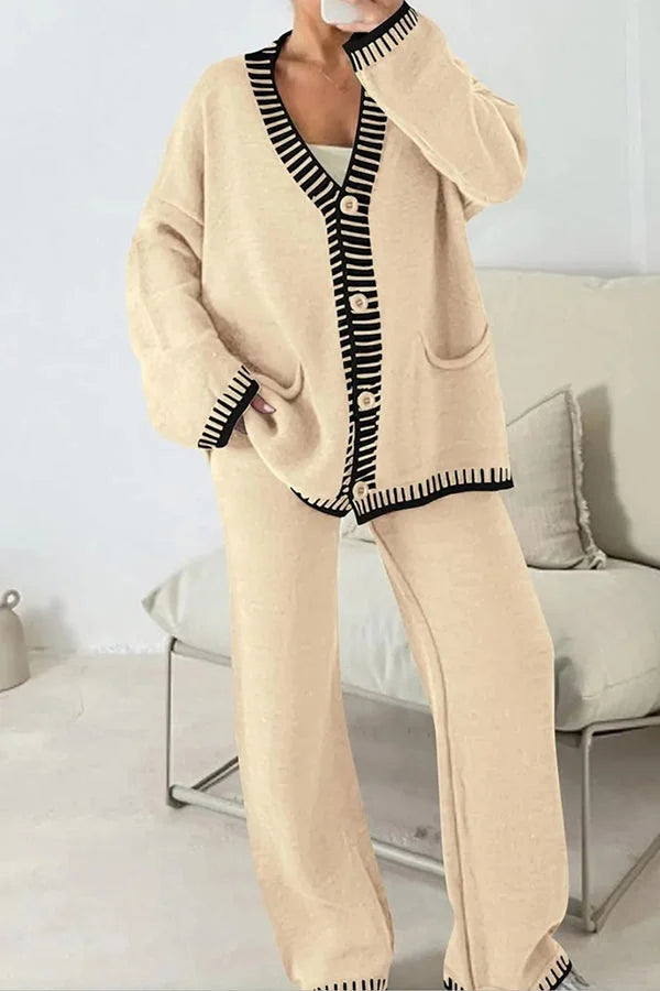 Ensemble de détente pour femme - Cardigan col en V - Image 4