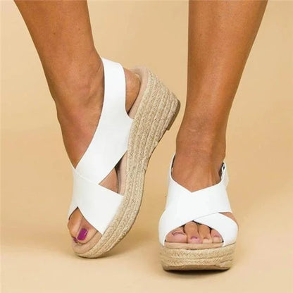 Sandales compensées espadrilles croisées pour femmes - Image 3
