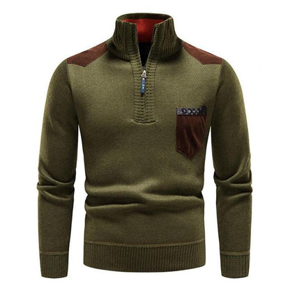 Pull Homme Col Montant Zippé au Quart - Image 4
