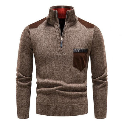 Pull Homme Col Montant Zippé au Quart - Image 5