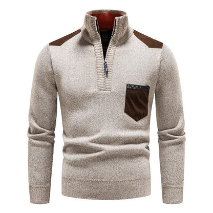 Pull Homme Col Montant Zippé au Quart - Image 3