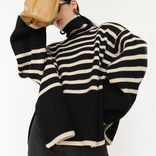 Pull ample rayé pour femme - Image 1