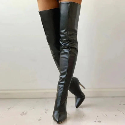 Bottes hautes cuissardes à bout pointu pour femmes - Image 1