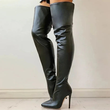 Bottes hautes cuissardes à bout pointu pour femmes - Image 2