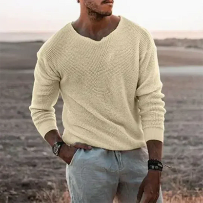 Pull V-Neck à Manches Longues pour Homme - Image 1