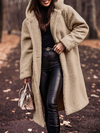 Manteau Long Teddy à Capuche pour Femme - Image 1