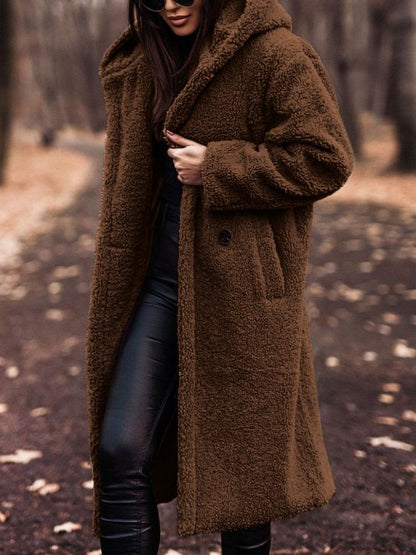 Manteau Long Teddy à Capuche pour Femme - Image 4