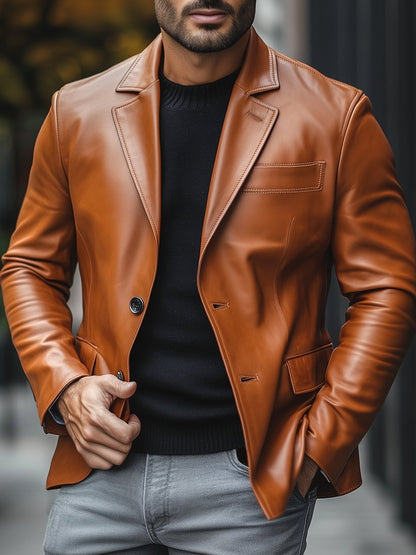 Blazer Homme Style Veste en Cuir - Image 3