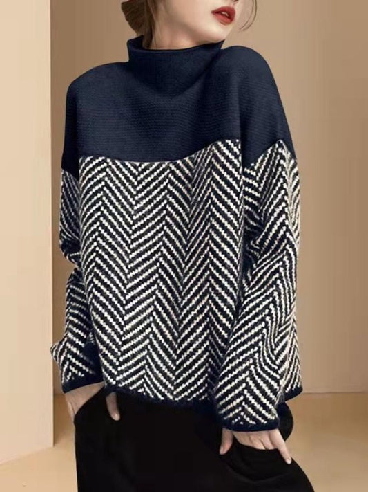 Pull Femme Col Montant Color Block - Image 1