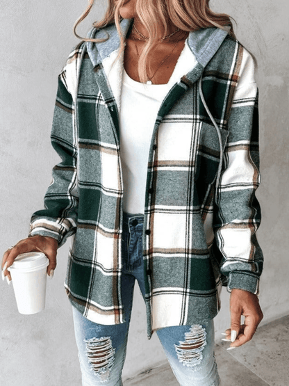 Veste à Carreaux à Capuche pour Femme - Image 1