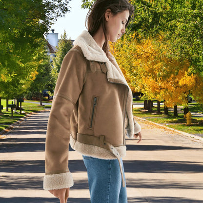 Veste Aviateur Femme en Shearling - Image 6