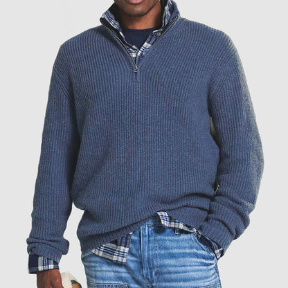 Pull Homme Maille Côtelée à Fermeture Éclair ¼ - Image 3