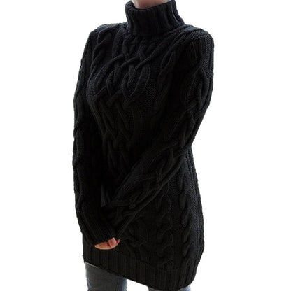 Robe Pull Femme Col Roulé Tricot Côtelé - Image 4