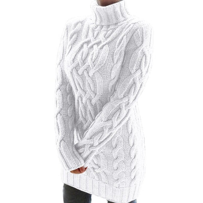 Robe Pull Femme Col Roulé Tricot Côtelé - Image 3